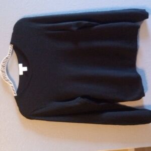 Charter Club Black Wool Blend Scoop Neck Sweater Top P/L